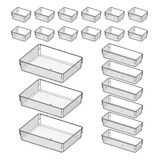 Kit 21 Organizador Multiuso Modular Gavetas Acrílico Cristal