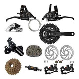 Kit 21 Vel Bike Freio Disco Cambio Rapdfire Pedivela Shimano