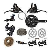Kit 21 Vel Bike Freio Disco Rapdfire Pedivela Cambio Shimano