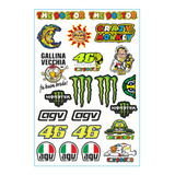 Kit 22 Adesivos Para Moto Gp Capacete Monster Viseira Bike
