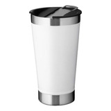 Kit 23 Copo Térmico De Cerveja Aço Inox 473 Ml Com Tampa Cor Branco Lisa