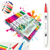 Kit 24 Brush Caneta Pen Ponta Pincel Canetinha Volta Aulas