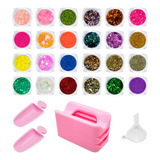 Kit 24 Glitter Variados   Coletor Pá Funil Evita Desperdício
