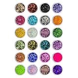 Kit 24 Glitters Flocado Decoração Unha Gel Nail Art Manicure