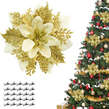 Kit 24 Pcs Flores Artificiais De Natal Com Clipes Cor 24flores 24clipes
