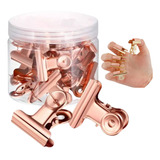 Kit 24 Presilhas Inox Rose Gold Para Curvatura Unhas De Gel