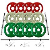 Kit 24Kg Anilhas Emborrachadas Com Barras De 40cm E 1 20m