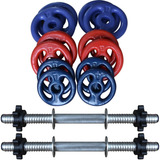 Kit 24kg De Anilhas 2 Halteres Rosca Rápida Promoção 