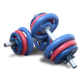 Kit 24kg De Anilhas Emborrachadas 2 Barras Rosca Rápida