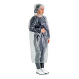 Kit 25 Capa De Chuva Descartável Com Capuz Impermeável Shows