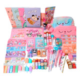 Kit 25 Itens Papelaria Fofa Kawaii Caixa Presente Criativo