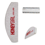 Kit 25 Mini Lixa Bumerangue Lavável Unhas 100 180 Honey Girl
