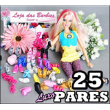 Kit 25 Pares De Sapatinhos Luxo Para Boneca Barbie Original