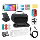 Kit 25 Pcs Bolsa Estojo Acessórios P Nintendo Switch Oled
