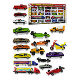 Kit 25 Peças Miniaturas Metal Carrinhos Caminhões E Carretas