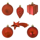 Kit 26 Enfeites Árvore De Natal Decoração Vermelho Sortido