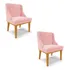 Kit 2cadeira Sala De Jantar Base Madeira Lia Suede Rosa Bebê
