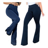 Kit 2calça Flare suplex boca De Sino bailarina cintura Alta