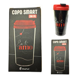 Kit 2copo Viagem Térmico Plástico 200m Preto Smart Eu Te Amo