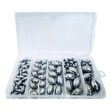 Kit 2kg De Chumbadas Chumbo Oliva Diversas Pesca Estojo