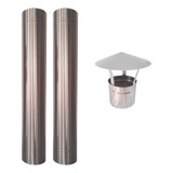 Kit 2m Dutos Chapéu Chinês Curva 45 Inox 304 Chaminé