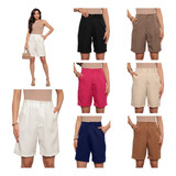 Kit 2pçs Bermuda Feminina Alfaiataria P Até G3 Modas Verão