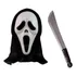 Kit 2pçs Máscara Pânico Facão Fantasia Halloween Terror Fest Cor Preto E Branco