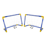 Kit 2un Mini Goleira Infantil Golzinho Travezinha Gol A Gol Cor Azul