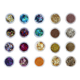 Kit 2x 10 Glitter Encapsulado Flocado Pedrarias Strass Unhas Cor 705 706