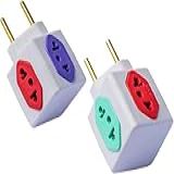 Kit 2x Adaptador Benjamin Cubo De Tomada Com 3 Entradas 10A E 1 Entrada 20A Plug Padrão 3 Pinos Novo Antigo Bivolt