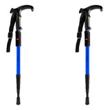Kit 2x Bastão Bengala Caminhada Suporte Escalada Cor Azul
