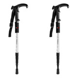 Kit 2x Bastão Bengala Caminhada Suporte Escalada Cor Prata