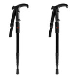 Kit 2x Bastão Caminhada Trilha Bengala Escalada Cor Preto