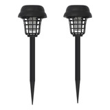 Kit 2x Lampada Solar Mata Mosca Choque Repelente Jardim Cor Branco Frio