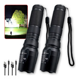 Kit 2x Lanternas Tática Mais Forte Do Mundo Potente Led Usb