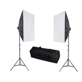 Kit 2x Luz Contínua Softbox 50x70 Cm Soquete E27 Tripé Bolsa