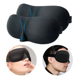 Kit 2x Máscara P Dormir 3d Viajar Relaxar Sono Cochilo Cor Preto 3d Confort