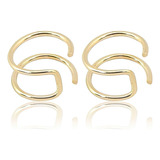 Kit 2x Piercings Argola Dupla Ouro 18k Conch Fake 10mm