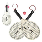 Kit 2x Raquetes Frescobol Tênis De Praia Beach Tennis Bola Cor Preto
