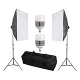 Kit 2x Softbox 50x70 Tripé Lâmpada Ultra Led 90w Bolsa