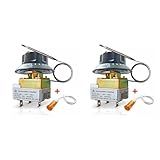 Kit 2x Termostato Capilar Com Luz Indicadora Desligamento Automatico 50 300 C AC 250V 16A 50 60Hz Fritadeira Eletrica Forno Eletrico