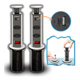 Kit 2x Torre De Tomada Multiplug Usb Tipo c Retrátil Embutir