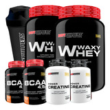 Kit 2x Whey Protein 2x Bcaa 2x Creatina Coqueteleira Bodybuilders Sabor Chocolate