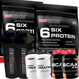 Kit 2x Whey Protein 900g 2x Bcaa 2x Creatina Shaker Sabor Baunilha