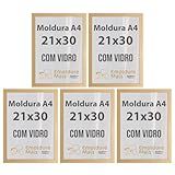 Kit 3 5 10 Molduras A4 21x30 Cm Com Vidro Para Certificados Diplomas Fotos Quadros Decorativos Temos Cores Branca Preta Dourada Prata Tabaco Dourada 5 