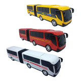 Kit 3 Ônibus Busão Metropolitan Articulado Brinquedo Infantl