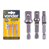Kit 3 Adaptador 1 4 3 8 1 2 Soquete Furadeira Parafusadeira