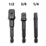Kit 3 Adaptador Soquete Parafusadeira Furadeira 1 4 3 8 1 2