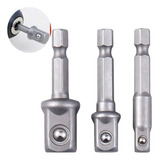 Kit 3 Adaptador Soquete Parafusadeira Furadeira 1 4 3 8 1 2