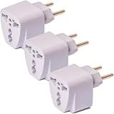 Kit 3 Adaptadores Tomada Universal Padrão Europeu-UK Para Brasil 10A 250V Bivolt 110V-220V - Versatilidade E Segurança Em Todas As Viagens